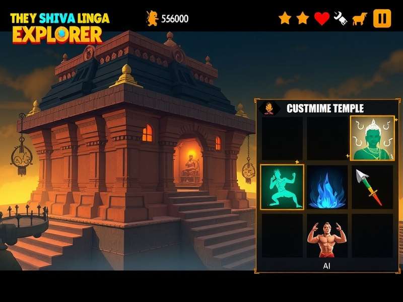 Shiva Linga Explorer feature showcase with multiple gameplay elements